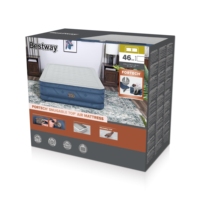Matelas pneumatique Bestway 69075/69076, taille Queen, pompe à air intégrée, revêtement antimicrobien, 2,03 m x 1,52 m x 46 cm, utilisation en chambre à coucher