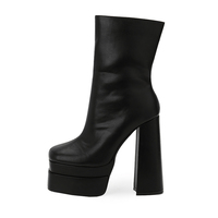 Nouvelle collection 2023 : Bottines Nude Confortables à Talon Épais et Plateforme Imperméable, Rehaussantes