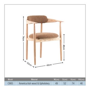 Silla de Comedor Moderna con Asiento de Lino y Madera de Fresno, Mueble Versátil para el Hogar, Sala de Estar, Dormitorio, Hotel y Exteriores - Product Image 5