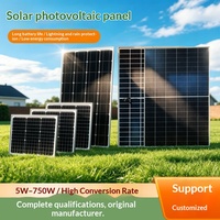 Panneau solaire monocristallin en silicium 5W-750W, module photovoltaïque, panneau de charge domestique, CE, personnalisable