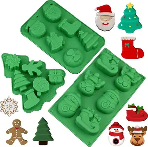 Christmas Gift 6 Holes Elk Silicone Snowmen Sleighs Red Nonstick Cake Chocolate Tools Silicone Christmas Mold