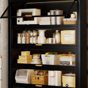 Vente flash : Étagère de rangement multifonctionnelle pour cuisine, en métal, sur pied, à plusieurs niveaux, avec porte, pour <span class=keywords><strong>micro</strong></span>-ondes, casseroles, bols, four - Product Image 1