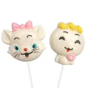 Hot sell handmade cat kitty shape marshmallow lollipops candy