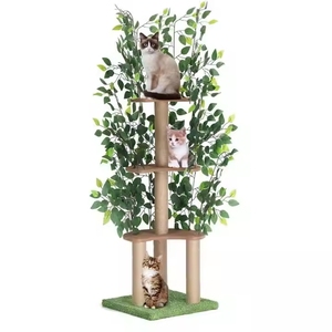 Hete Aanbieding Grote Kattenboom Moderne Bladeren Kattenboom Natuurlijk met Natuurlijke Sisal Houten Krabpaal - Product Image 1