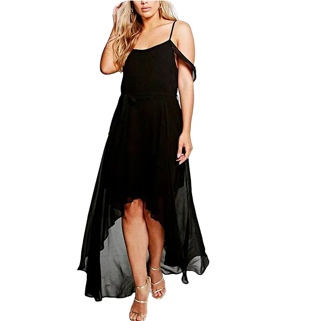 Wholesale Fashion New Asymmetric Evening Dress Sexy Dress with Sling Elegant Plus Size Women's Dress