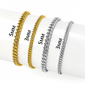 Cadenas de Eslabones Cubanos Miami de 3 mm, Resistentes al Agua, para Hombre, Chapadas en Oro Real de 18K, Acero Inoxidable, Joyería Hiphop, Pulseras Unisex para Mujer - Product Image 4