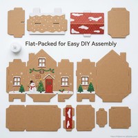 Kit Kerajinan Rumah Natal DIY dari Karton untuk Anak-anak, Dilengkapi Lampu LED, Mainan, Set Aktivitas Liburan, Kerajinan Kertas Bergelombang