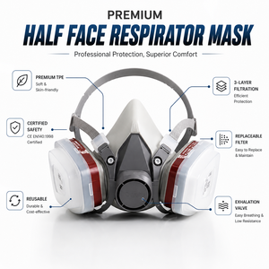 Mascarilla de gas de media cara de caucho TPE 6200, novedad 2026, <span class=keywords><strong>respirador</strong></span> químico reutilizable antipolvo y tóxico <span class=keywords><strong>para</strong></span> trabajos de <span class=keywords><strong>pintura</strong></span> en coches con pulverizador - Product Image 1