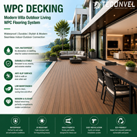 Planches de terrasse WPC pour espaces extérieurs, imperméables, antidérapantes, à grain de bois brossé, emboîtables, pour projets de villas modernes