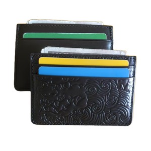 Portacarte Sottile in Pelle Conciata al Vegetale con Leone Goffrato, Portafoglio Nero in Vera Pelle Stile Giapponese - Product Image 5