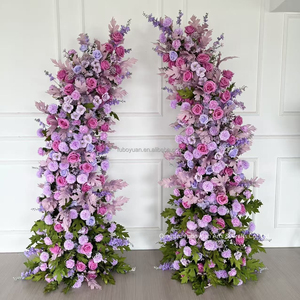 Colonnes florales artificielles de roses rouges romantiques, décorations réalistes de fausses fleurs <span class=keywords><strong>pour</strong></span> cérémonies de mariage, élégantes décorations d'entrée <span class=keywords><strong>pour</strong></span> événements - Product Image 4