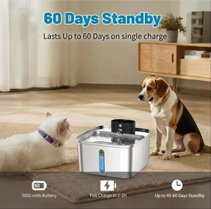 Batterie 5000mAh, 60 jours d'autonomie, acier inoxydable 304, fenêtre de niveau d'eau, capteur de mouvement, <span class=keywords><strong>fontaine</strong></span> à eau automatique sans fil pour chat et chien - Product Image 5