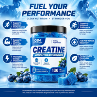 Permen Creatine Monohydrate 4500MG Per Sajian, Energi Pra-Latihan, Vegan, Bebas Gula, Bentuk Kustom, Logo OEM ODM, HALAL