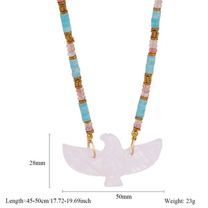 Collar de cadena de cuentas de acero inoxidable de piedra Natural hecho a mano, collar con colgante de águila Aventurina de cuarzo rosa de ojo de tigre <span class=keywords><strong>para</strong></span> <span class=keywords><strong>mujer</strong></span> - Product Image 6
