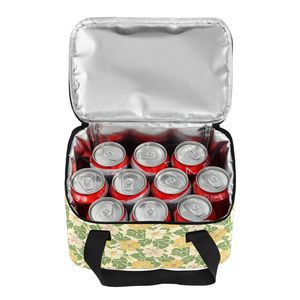 Hawaii Hibiscus Flower Print Two Handles Small <b>Insulated</b> <b>Lunch</b> <b>Box</b> Custom Design Reusable Cooler <b>Lunch</b> Bag for Women - Product Image 4