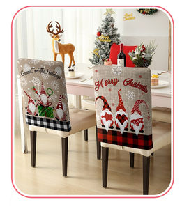 ชุดคลุมเก้าอี้คริสต์มาสสีแดงเทา ลายการ์ตูนน่ารัก วัสดุผ้า ใช้ซ้ำได้ ทนทาน ขนาด 47x57 ซม. ของตกแต่งโต๊ะอาหาร - Product Image 5