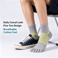Chaussettes en coton à cinq doigts, colorées, respirantes, unisexes, avec logo personnalisé, pour le sport et le quotidien, OEM ODM