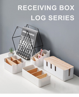 Boîte de gestion des câbles de bureau au design moderne Organisateur de câbles en plastique PP à couverture en bois avec 4 sorties pour cacher les câbles d'organisation