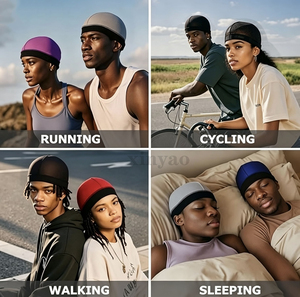 Casquette de cyclisme en tissu soyeux avec logo personnalisé pour les modèles 360, 540, 720 Waves – Durag doux et respirant, bonnet, couvre-chef, chapeau de sport d'extérieur - Product Image 6
