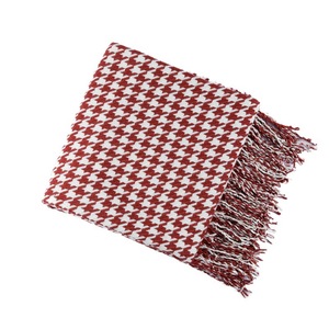 Manta de punto de lana para camas <span class=keywords><strong>con</strong></span> borla pata de gallo mantas de punto grueso sofá decoración a cuadros para el hogar - Product Image 5