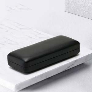 Boîte de rangement pour lunettes de soleil en cuir de litchi, avec logo personnalisé, durable, étui à lunettes carré en métal, étui rigide en PU - Product Image 1