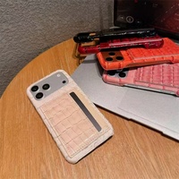 Étui porte-cartes pour iPhone 17 Pro Max pour filles, étui de luxe avec support en cuir croco pour iPhone 17 Pro Max
