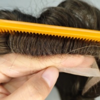 Perruque indienne Remy pour hommes, densité élevée, ligne de cheveux naturelle, en cheveux humains HD, pour toupets à dentelle frontale