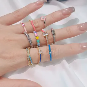 YILUN <span class=keywords><strong>Set</strong></span> di <span class=keywords><strong>Anelli</strong></span> in Argento Sterling 925 per Donna, Stile Minimalista, Impilabili e <span class=keywords><strong>Regolabili</strong></span>, con Smalto Colorato di Lusso - Product Image 5