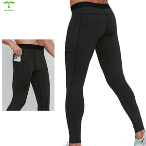 Made in China nuovo arrivo <span class=keywords><strong>Leggings</strong></span> con Design tascabile pantaloni della tuta a compressione di colore semplice da uomo collant sportivi da palestra indossano <span class=keywords><strong>Leggings</strong></span> da uomo - Product Image 5
