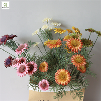 Bunga Sutra Cornflower Buatan Murah untuk Dekorasi Rumah, Krisan Kuning Tiruan, Bunga Daisy Merah Muda Putih