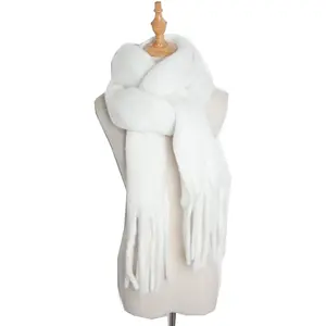 Wholesale Hot Popularl Lady Chunky Cashmere Pashmina Wrap Neckwear Shawl Stole Polyester Plaid Solid Winter Scarf