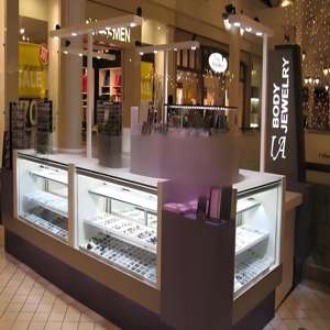 L'arrangement de présentation de <span class=keywords><strong>bijoux</strong></span> de marque ONI Shopfitting haut de gamme en or noir avec lumière LED améliore l'ordre - Product Image 5