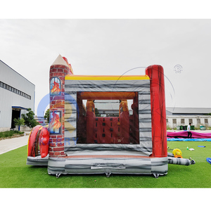Combo de Obstáculos Inflables con Temática de Camión de Bomberos, Tobogán Inflable con Temática de Rescate de Bomberos para Niños, Alquiler Comercial para Carnavales al Aire Libre - Product Image 3