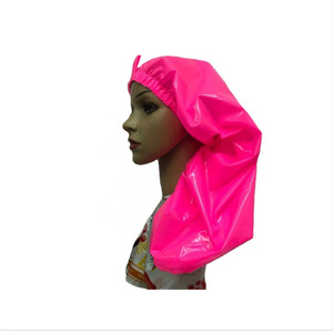 Wholesale solid reusable long shower cap plastic jumbo shower cap bath long hair waterproof shower cap turban