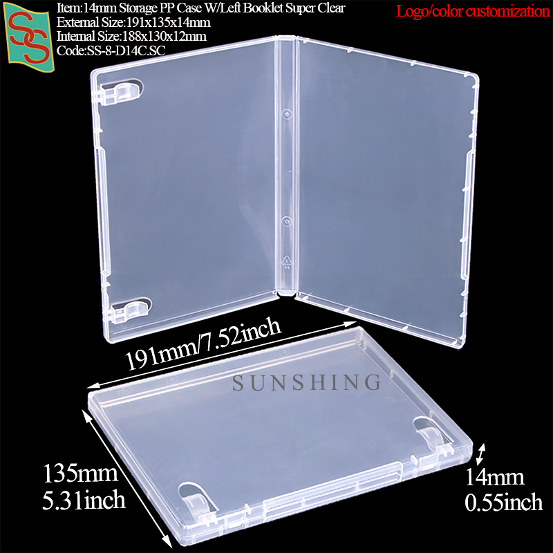 D14C:191x135x14mm--W/Left Booklet Clear