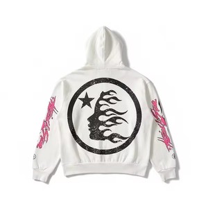 Stylish Oversized <strong>White</strong> <strong>Zip</strong> <strong>up</strong> Hoodie With Black Flame Graffiti Print Men Casual Daily Wear Oversized <strong>Zip</strong> <strong>up</strong> Hoodie - Product Image 2