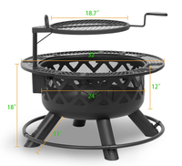 Fabricant Fournisseur Table à manger ronde portable Style cheminée en bois Conception de conduit de jardin Barbecue Grill Fire Pit