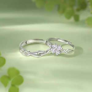 Bague Tianyi S925 en argent sterling avec zircon, motif trèfle à quatre feuilles, pour hommes, femmes et couples, ajustable, série <span class=keywords><strong>Mori</strong></span>, design simple - Product Image 1