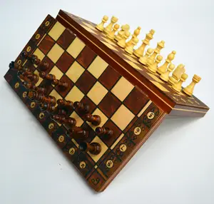 Placa de xadrez de madeira dobrável, conjunto de peças clássico de xadrez com xadrez de luxo da china