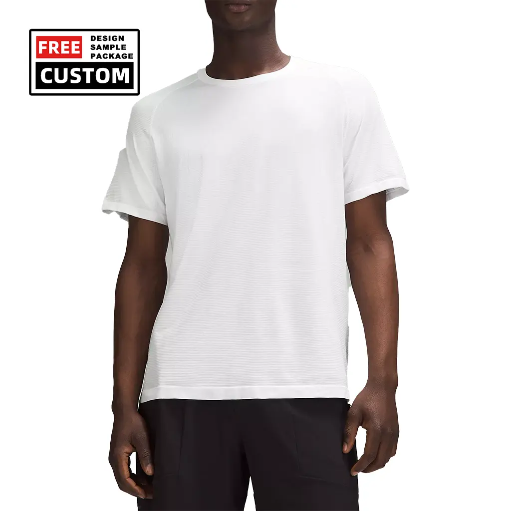 Produsen Olahraga kaus spandeks polos polos putih untuk pria