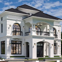 Villa en acier léger de style européen, 3 chambres, 2 salons, maison préfabriquée personnalisable, vente directe d'usine