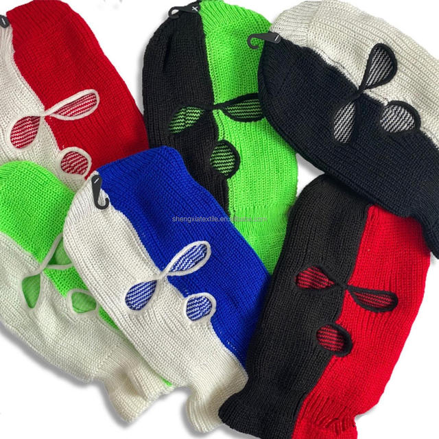 Two Tone Ski Mask  Knitted Balaclava  Snood  Wooly Hat  Winter  Face Covering  Full Mask  Streetwear  3 Hole