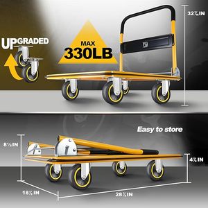 330 Lbs Taşıma Kapasiteli, Katlanabilir, Ağır Yük Taşıma Arabası, Yükseltilmiş Katlanabilir Kamyon Platformu, Döner Tekerlekli - Product Image 5