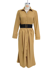 Vestidos Camiseros Elegantes con Cuello y Botones para Mujer, Nuevo Estilo con Cinturón, a la Moda - Product Image 5