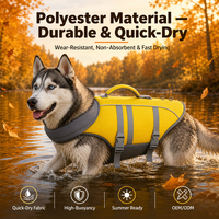 Gilet de flottaison pour chien avec bandes réfléchissantes en vrac, sangles réglables auto-agrippantes et poignée de levage supérieure, pour activités aquatiques en extérieur
