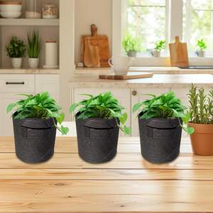 Sacs <span class=keywords><strong>de</strong></span> culture <span class=keywords><strong>de</strong></span> jardin intelligents biodégradables <span class=keywords><strong>de</strong></span> 1, 3, 5, 7, 10, 15, 20, 50, 100 gallons, résistants, épaissis, aération, non tissés - Product Image 3