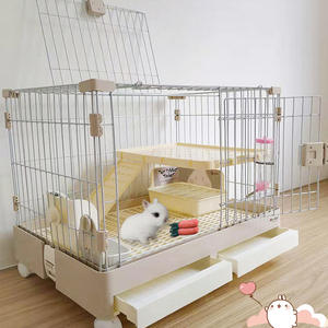 Tavşan evi gine domuz Hamster kafes katı demir çevre dostu çift katlı Villa High-End küçük hayvan Pet plastik tepsi ile - Product Image 3