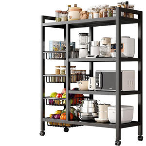 Multi-Layer <strong>Kitchen</strong> <strong>Storage</strong> <strong>Rack</strong> with Metal Basket for Storing Vegetables Fruits Dinnerware - Product Image 4