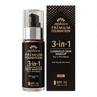 Fond de teint liquide multi-effets 3-en-1 Zephoco (pour peaux foncées) 30 ml, éclaircit la peau et unifie le teint, maquillage durable, peau lisse au quotidien