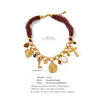 JINYOU 4619-Collier pendentif en acier inoxydable avec corde en polyester rouge foncé vintage plaqué or en forme de clé, bijoux pour cadeau